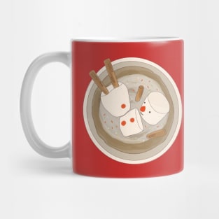 Marshmallow Snowman Swimming in Holiday Drink Mug